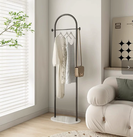 Freestanding Metal Coat Rack with Base, Modern Garment Hanger Stand, Heavy Duty Clothes Organizer for Entryway Bedroom Home Decor