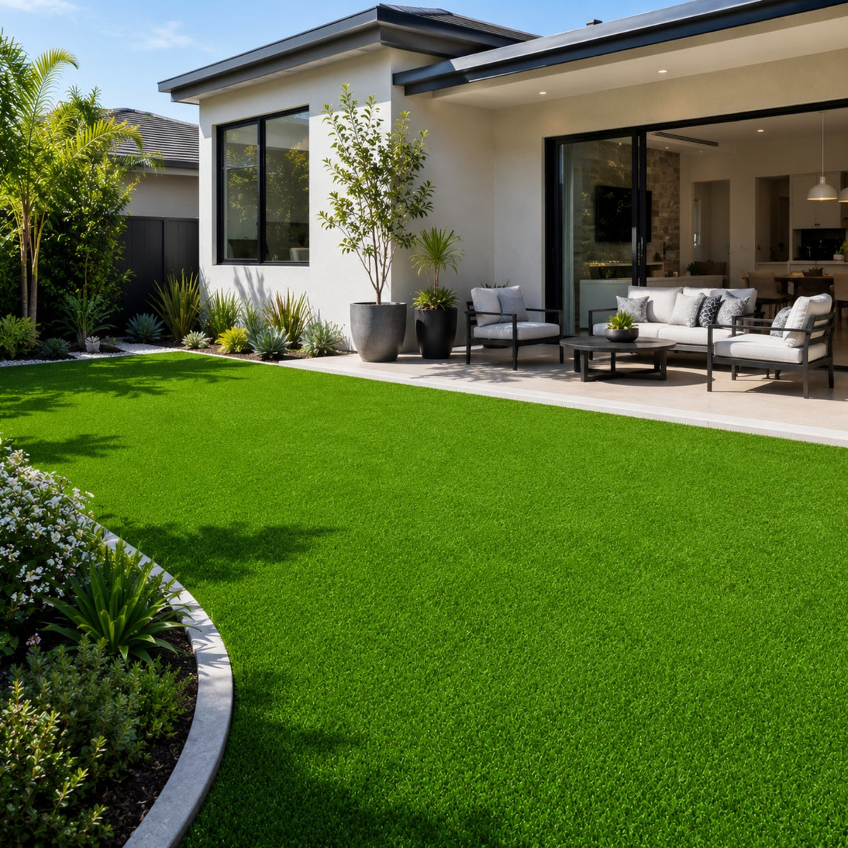 6.5 x 10 FT Realistic Artificial Grass Turf, 1 Inch Pile Height Synthetic Lawn with Installation Tool Kit, Easy to Cut and Clean for Outdoor Indoor Patio, Balcony and Garden