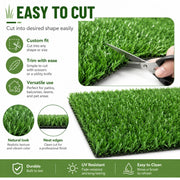 Artificial Grass Turf, 0.4/0.6/0.7 inch Pile Height Fake Grass Mat with Installation Kit, Durable Synthetic Grass for Patio, Garden, Dogs & Outdoor Decor