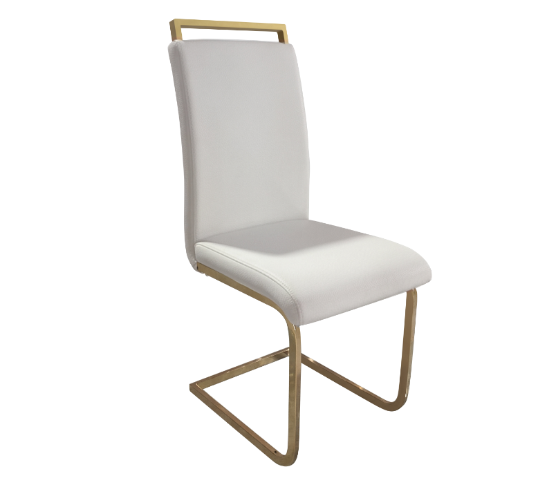 High Back Padded Dining Chairs with Golden Metal Legs, Faux Leather Kitchen Side Chair Sold in 1/2/4 Sets