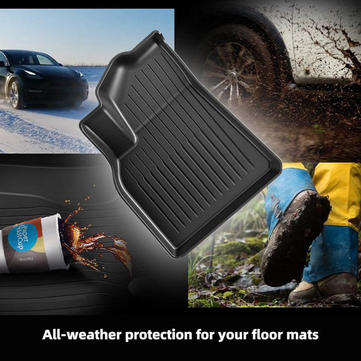 6-Piece Set Suitable for Tesla for Model Y for 2019-2024 Car TPE Left-Hand Drive 5-Seater All-Weather 3D Anti Slip TPE Floor Mat