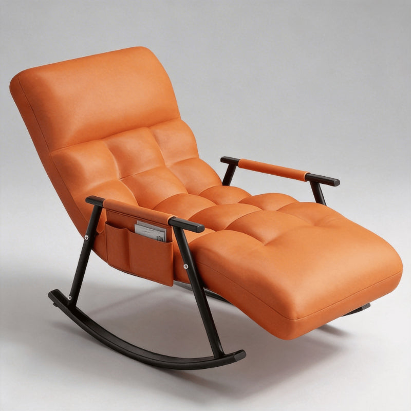 5-Position Reclining Modern Indoor Rocking Chair with Side Pocket