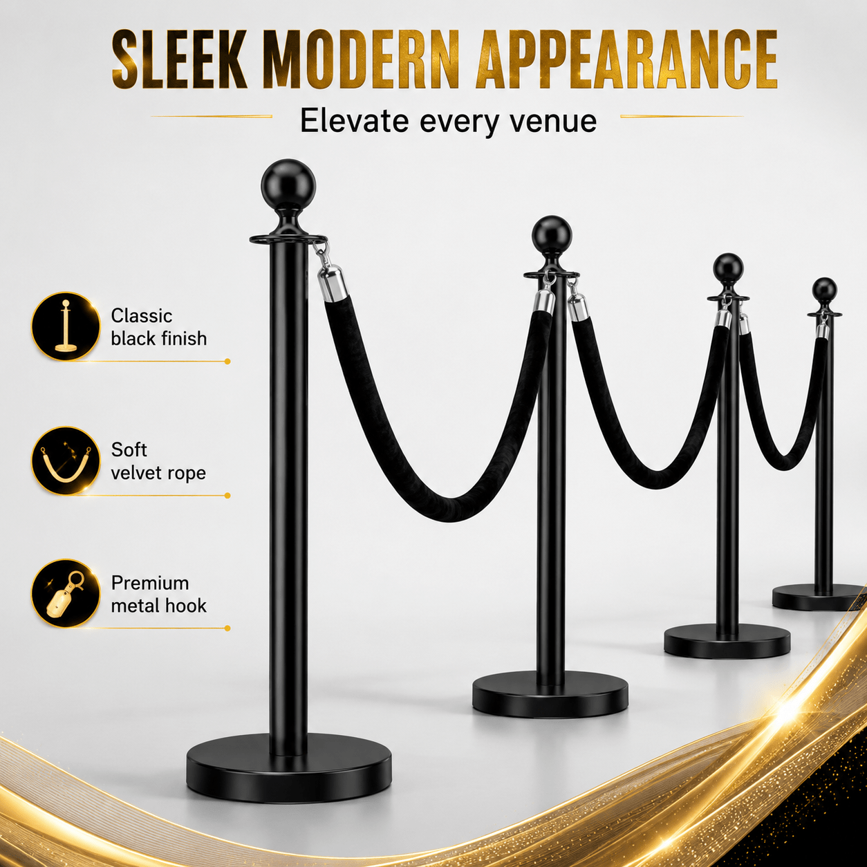 Crowd Control Stanchion Multiple Styles | Retractable Belt & Velvet Rope Queue Barrier Posts for Events, Weddings, Red Carpet & Venue Line Management
