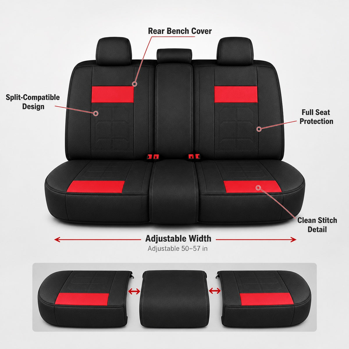Universal Full Set 5 Car Seat Covers for 5-Seater Vehicles, Waterproof Faux Leather Auto Seat Cushion Protector, Multiple Styles Black Red Pink Blue Orange Gray Car Seat Covers Interior Decoration for Sedan SUV Van Pickup Truck
