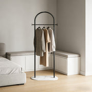 Freestanding Metal Coat Rack with Base, Modern Garment Hanger Stand, Heavy Duty Clothes Organizer for Entryway Bedroom Home Decor
