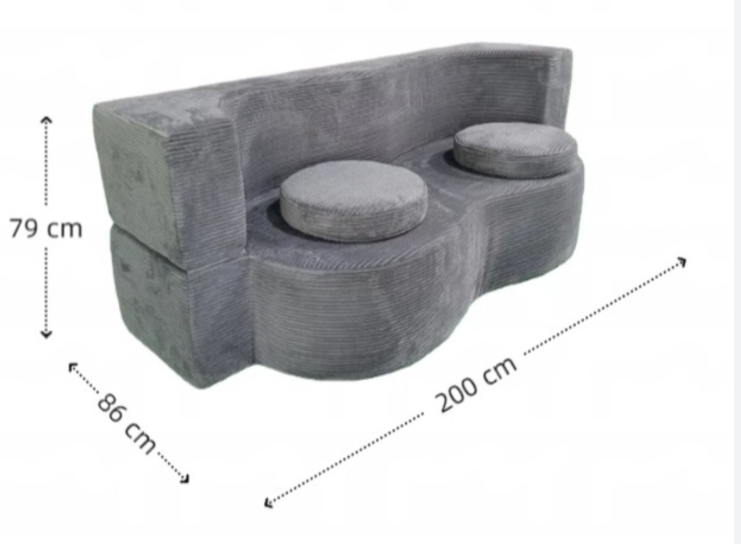 Ultra Soft Gray Compressed Floor Sectional Sofa, Multi-Position Reclining Modular Couch, Easy Setup Foldable Sofa Guest Bed