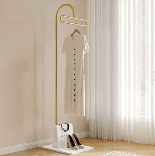 Freestanding Metal Coat Rack with Base, Modern Garment Hanger Stand, Heavy Duty Clothes Organizer for Entryway Bedroom Home Decor