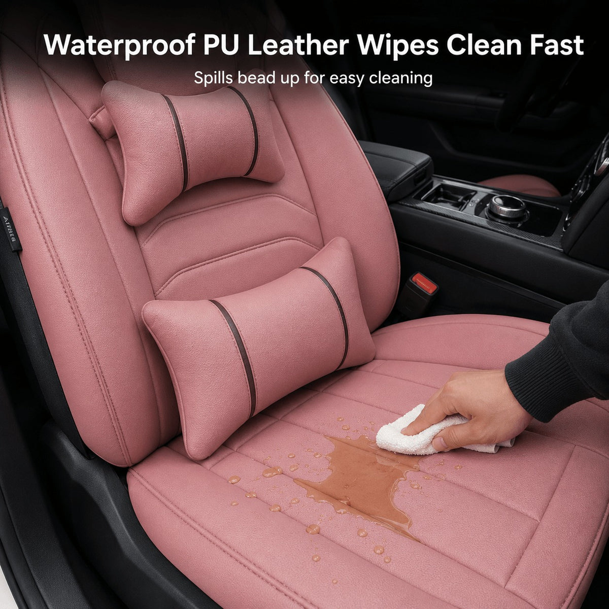 Universal Full Set 5 Car Seat Covers for 5-Seater Vehicles, Waterproof Faux Leather Auto Seat Cushion Protector, Multiple Styles Black Red Pink Blue Orange Gray Car Seat Covers Interior Decoration for Sedan SUV Van Pickup Truck
