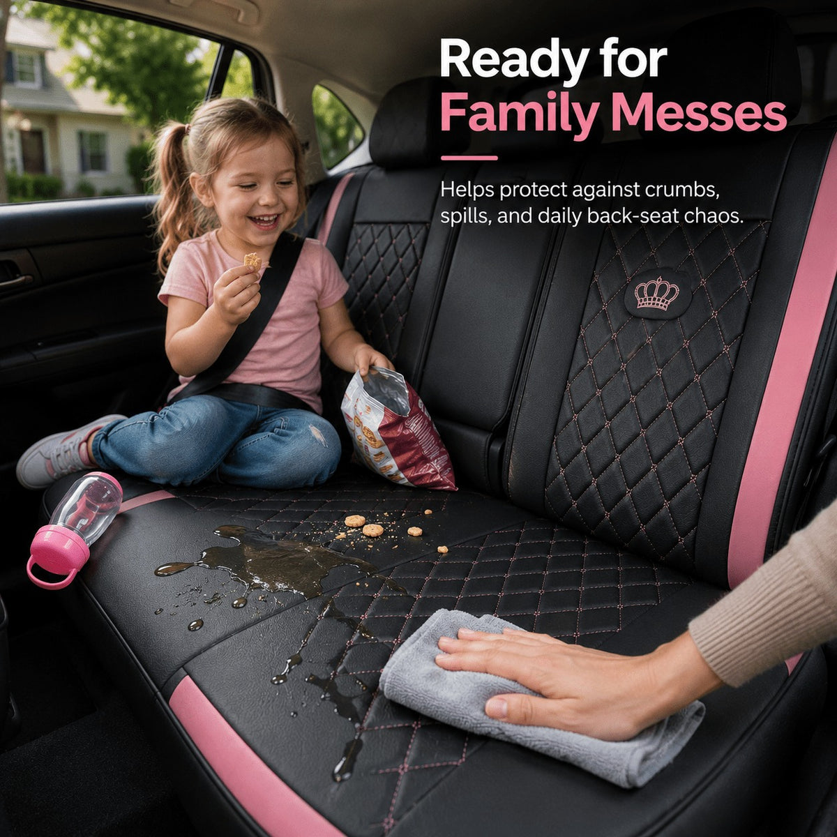 Universal Full Set 5 Car Seat Covers for 5-Seater Vehicles, Waterproof Faux Leather Auto Seat Cushion Protector, Multiple Styles Black Red Pink Blue Orange Gray Car Seat Covers Interior Decoration for Sedan SUV Van Pickup Truck