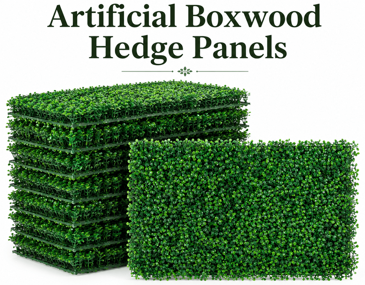 Faux Greenery Wall Panels, 24" x 16", UV Resistant Decorative Fence Screen, Ideal for Patio, Balcony, Garden, Backyard & Wedding Backdrop, Indoor & Outdoor Use