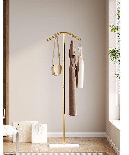 Freestanding Metal Coat Rack with Base, Modern Garment Hanger Stand, Heavy Duty Clothes Organizer for Entryway Bedroom Home Decor