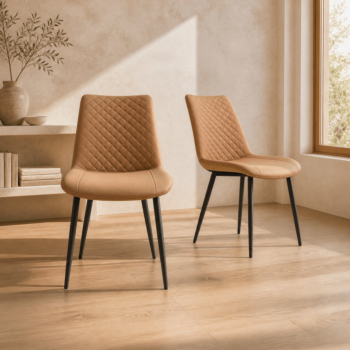 Black PU Leather Dining Chairs 1/2/4 Set, Metal Leg Accent Chairs