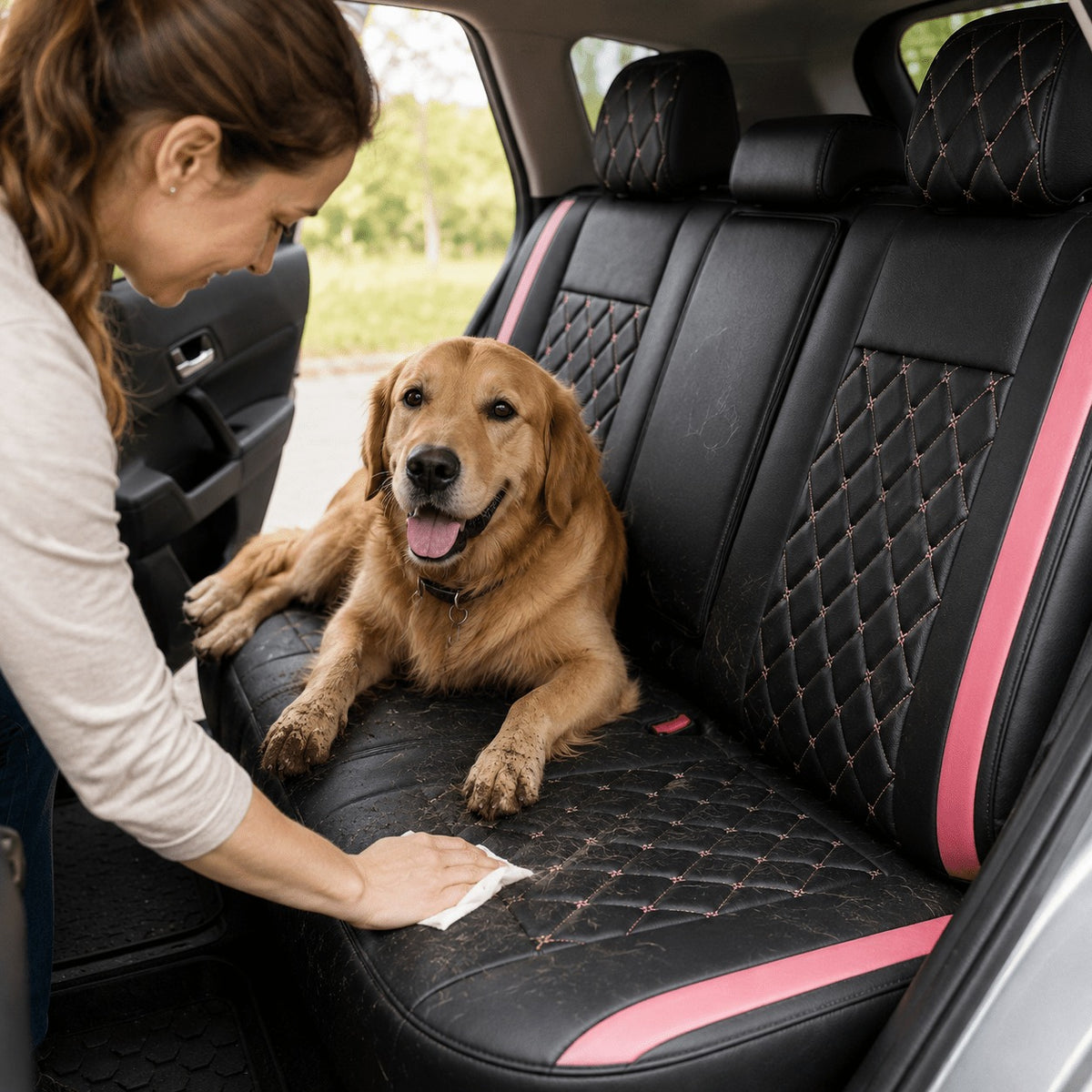 Universal Full Set 5 Car Seat Covers for 5-Seater Vehicles, Waterproof Faux Leather Auto Seat Cushion Protector, Multiple Styles Black Red Pink Blue Orange Gray Car Seat Covers Interior Decoration for Sedan SUV Van Pickup Truck