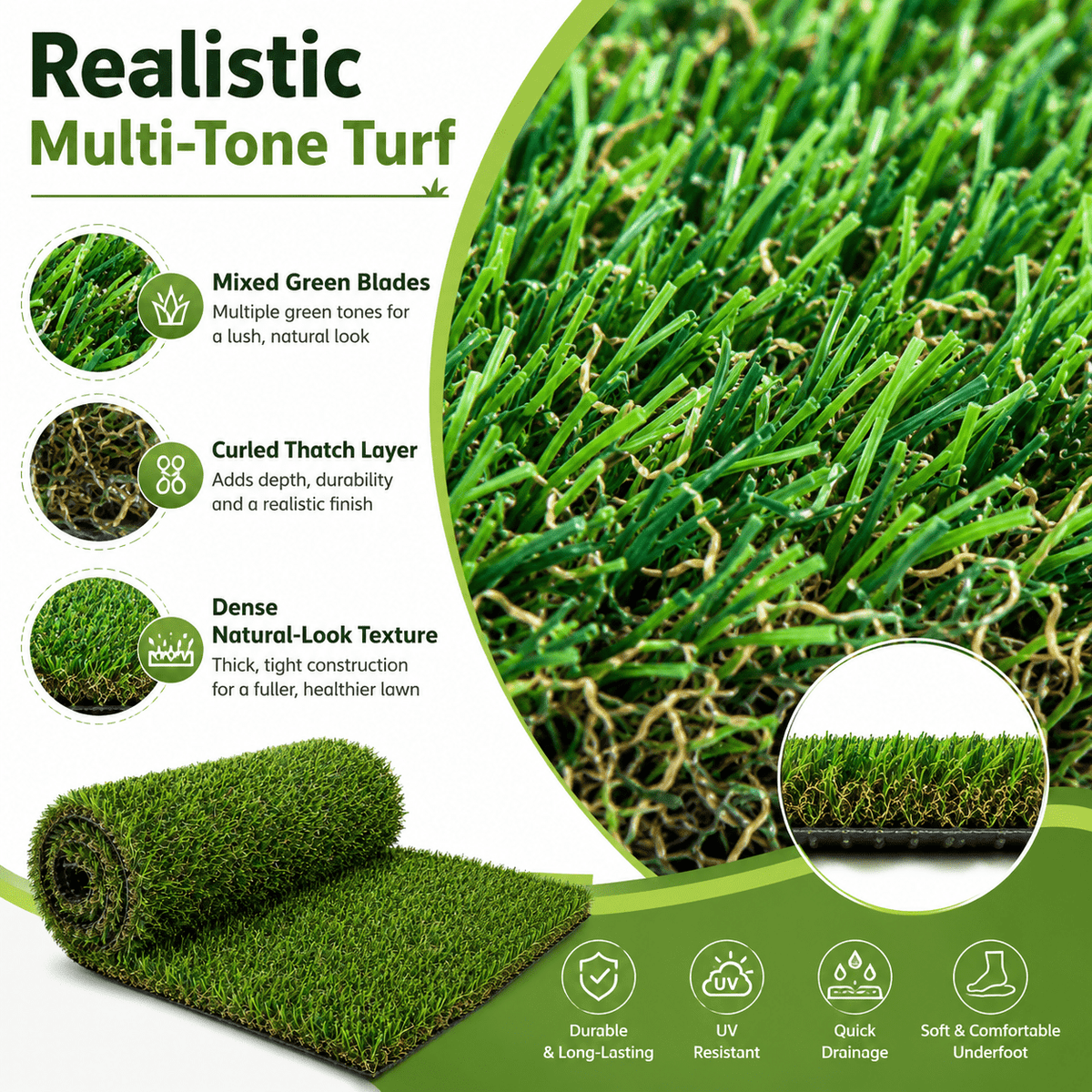 Four-color Autumn Artificial Grass, Realistic Synthetic Turf Mat for Garden Yard Patio Landscape Decor