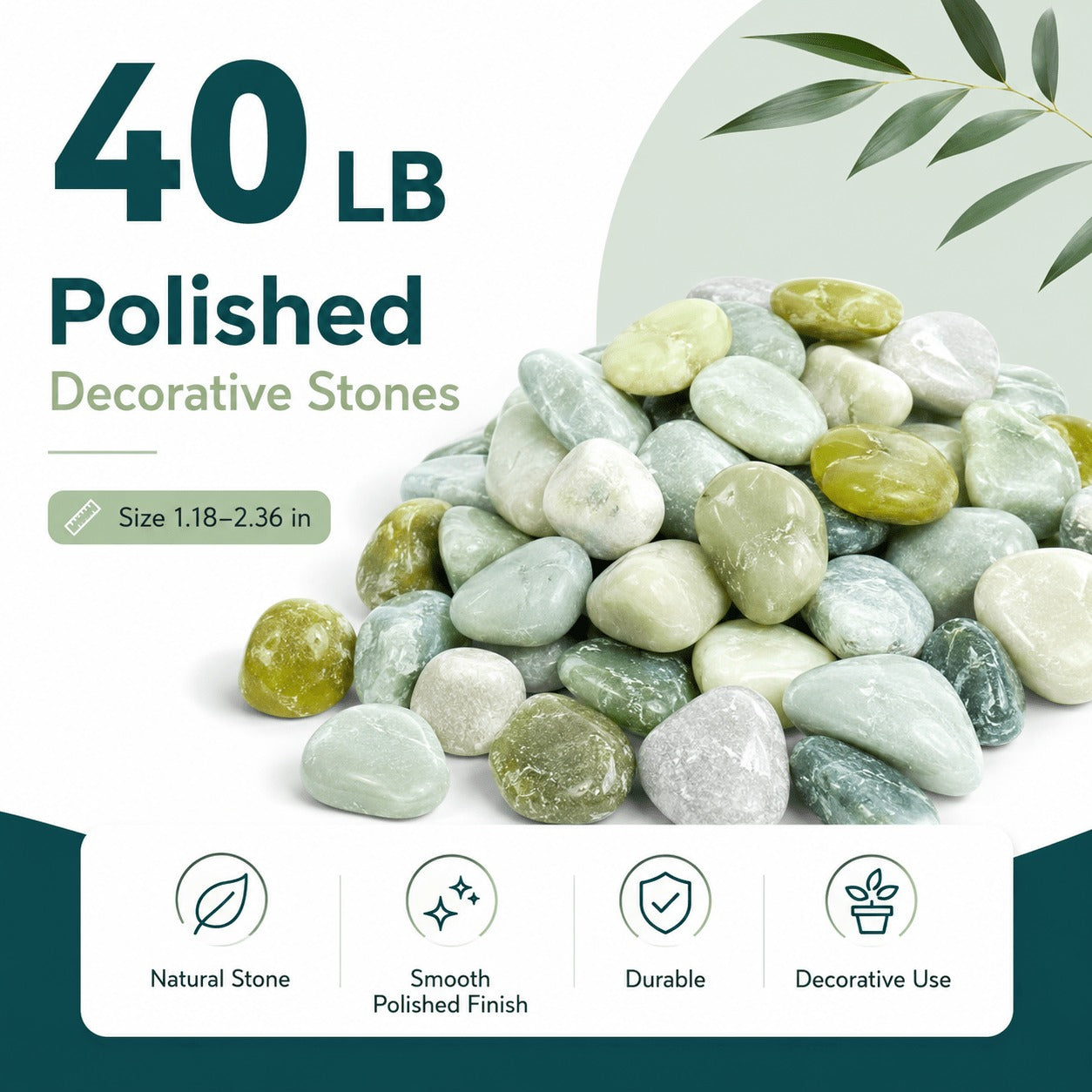 StoneCreek River Stones | Decorative Garden Stones for Plant Beautification | Polished Gravel for Home Decor, Vases, Succulents, Flower Beds & Fish Tanks