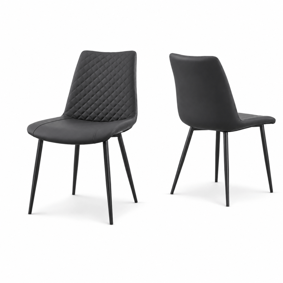 Black PU Leather Dining Chairs 1/2/4 Set, Metal Leg Accent Chairs