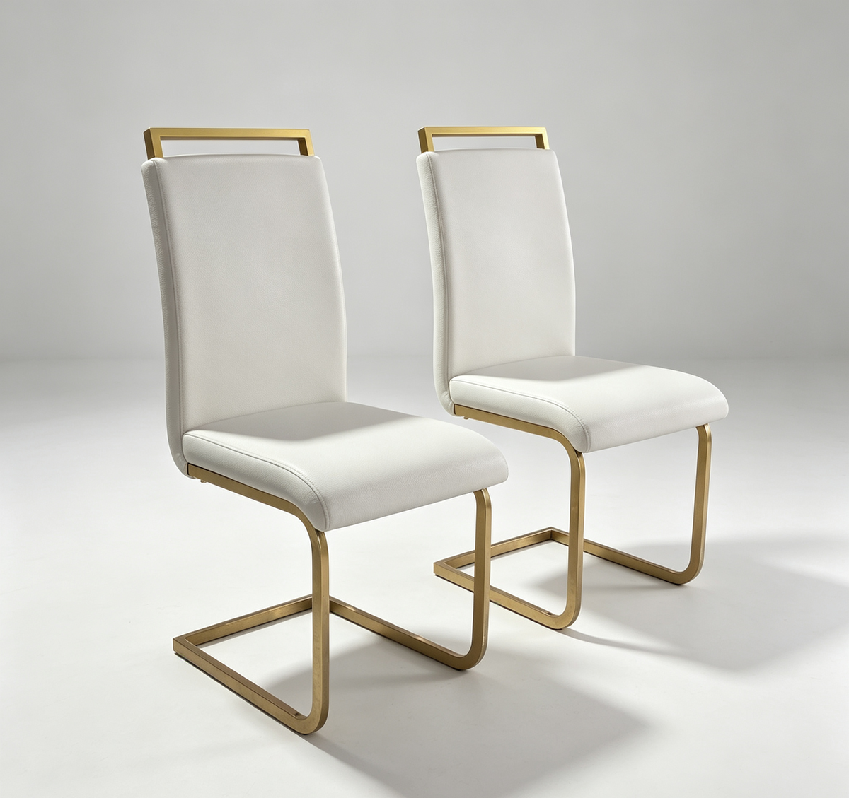 High Back Padded Dining Chairs with Golden Metal Legs, Faux Leather Kitchen Side Chair Sold in 1/2/4 Sets