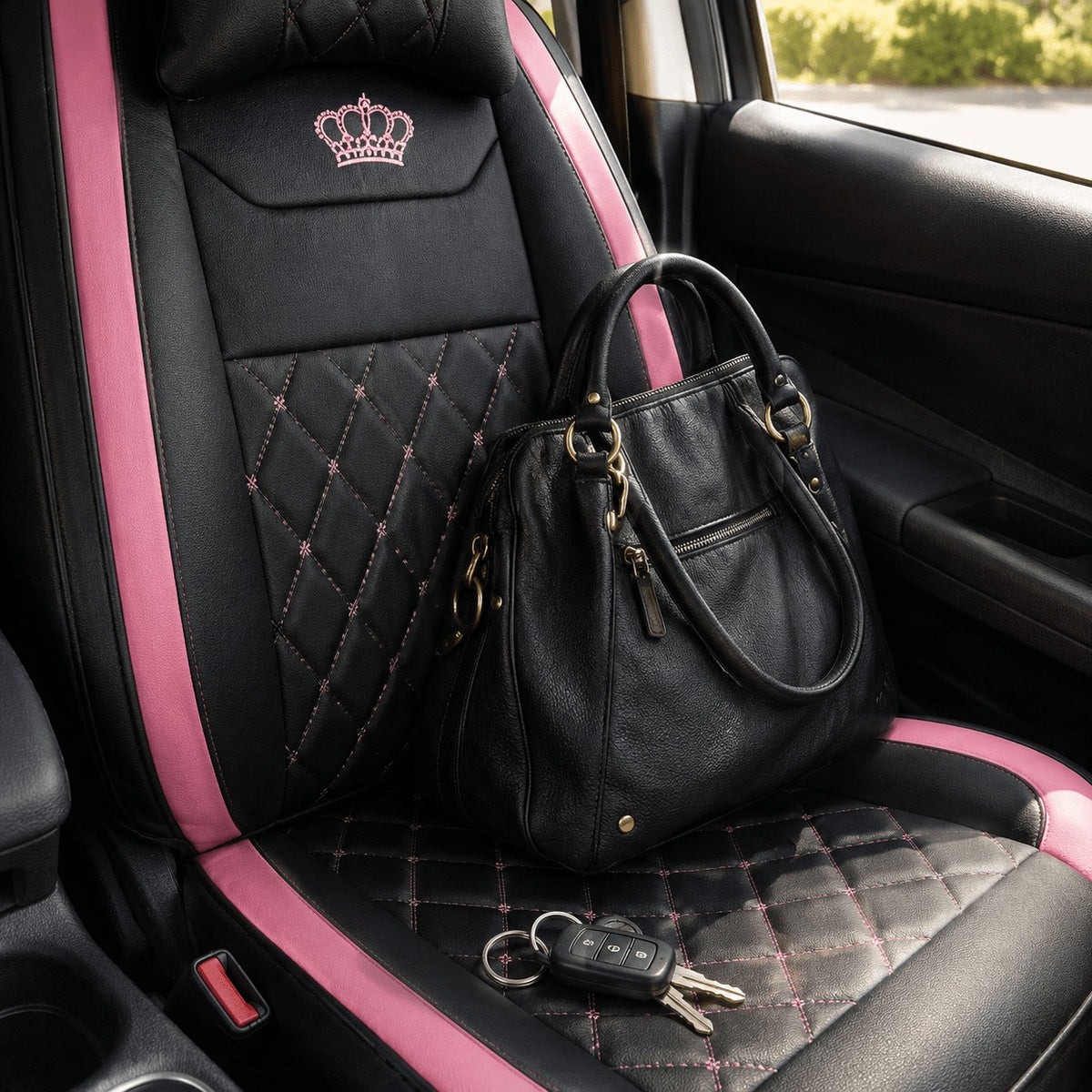 Universal Full Set 5 Car Seat Covers for 5-Seater Vehicles, Waterproof Faux Leather Auto Seat Cushion Protector, Multiple Styles Black Red Pink Blue Orange Gray Car Seat Covers Interior Decoration for Sedan SUV Van Pickup Truck