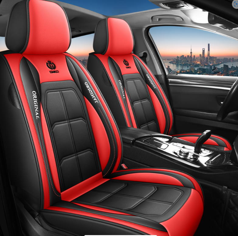 Universal Full Set 5 Car Seat Covers for 5-Seater Vehicles, Waterproof Faux Leather Auto Seat Cushion Protector, Multiple Styles Black Red Pink Blue Orange Gray Car Seat Covers Interior Decoration for Sedan SUV Van Pickup Truck