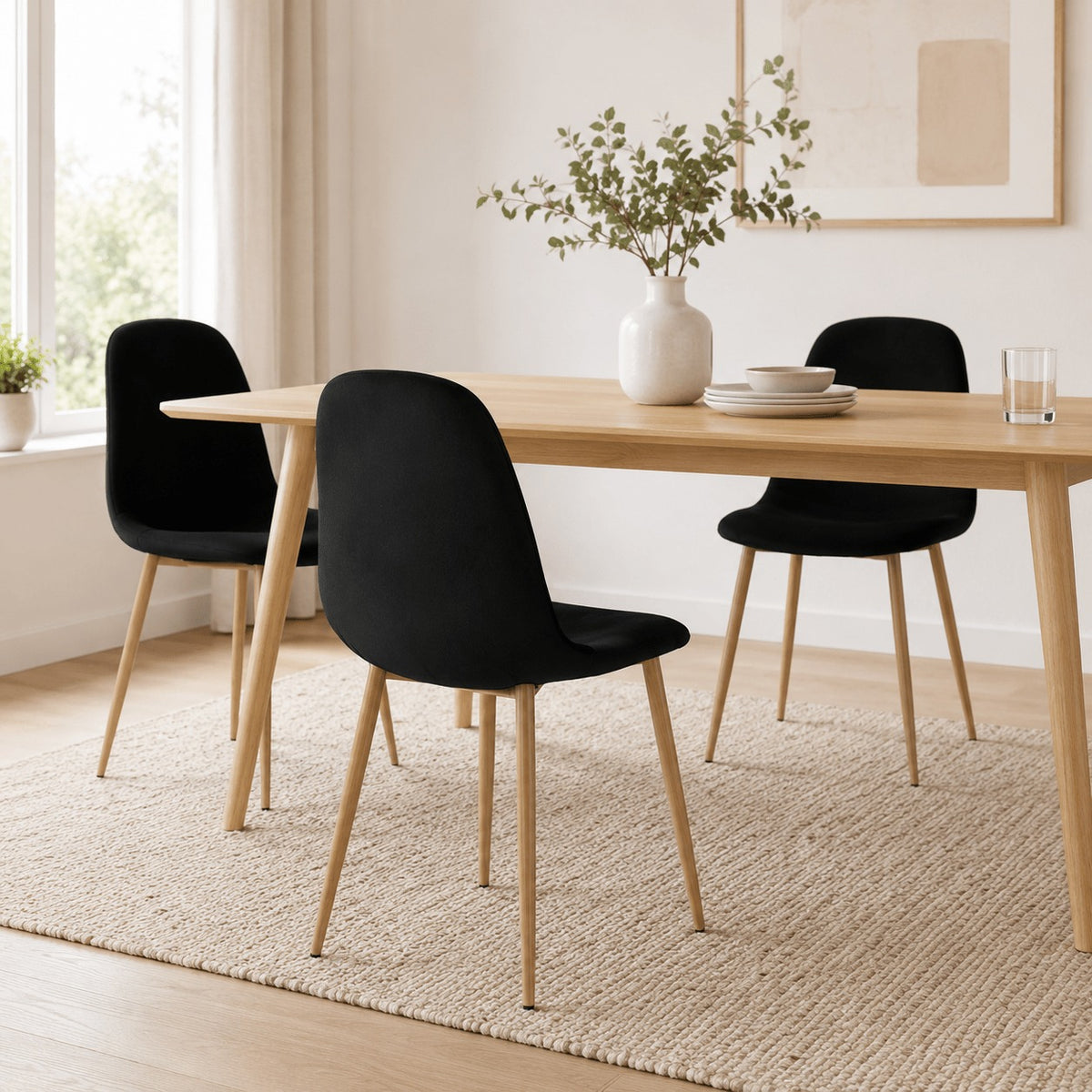Mid-Century Fabric Dining Chairs 1/2/4, Gold Metal Legs Indoor & Outdoor