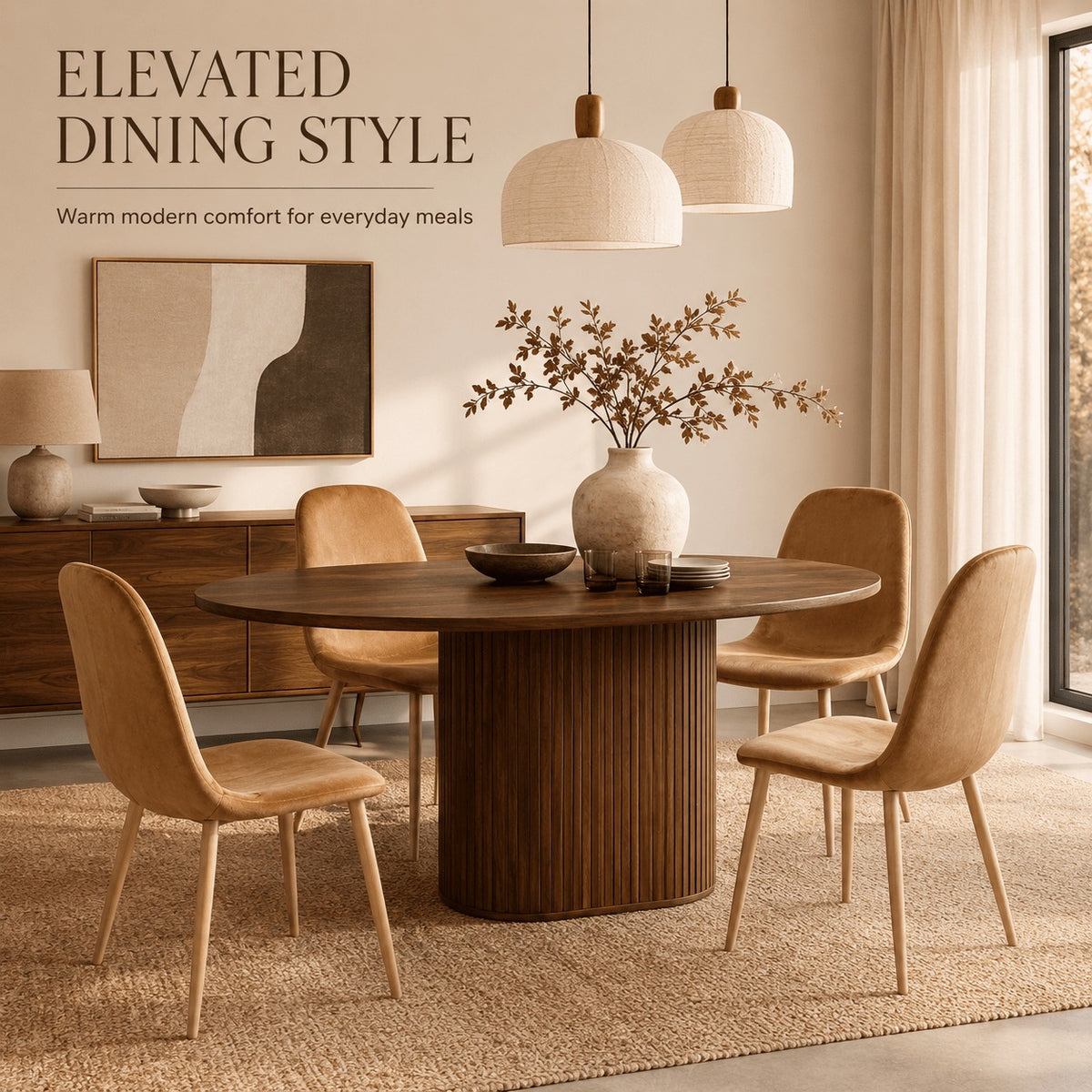 Mid-Century Fabric Dining Chairs 1/2/4, Gold Metal Legs Indoor & Outdoor