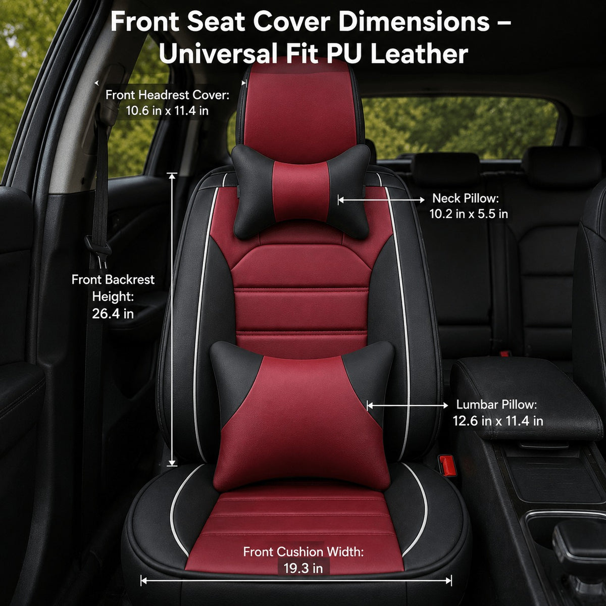 Universal Full Set 5 Car Seat Covers for 5-Seater Vehicles, Waterproof Faux Leather Auto Seat Cushion Protector, Multiple Styles Black Red Pink Blue Orange Gray Car Seat Covers Interior Decoration for Sedan SUV Van Pickup Truck