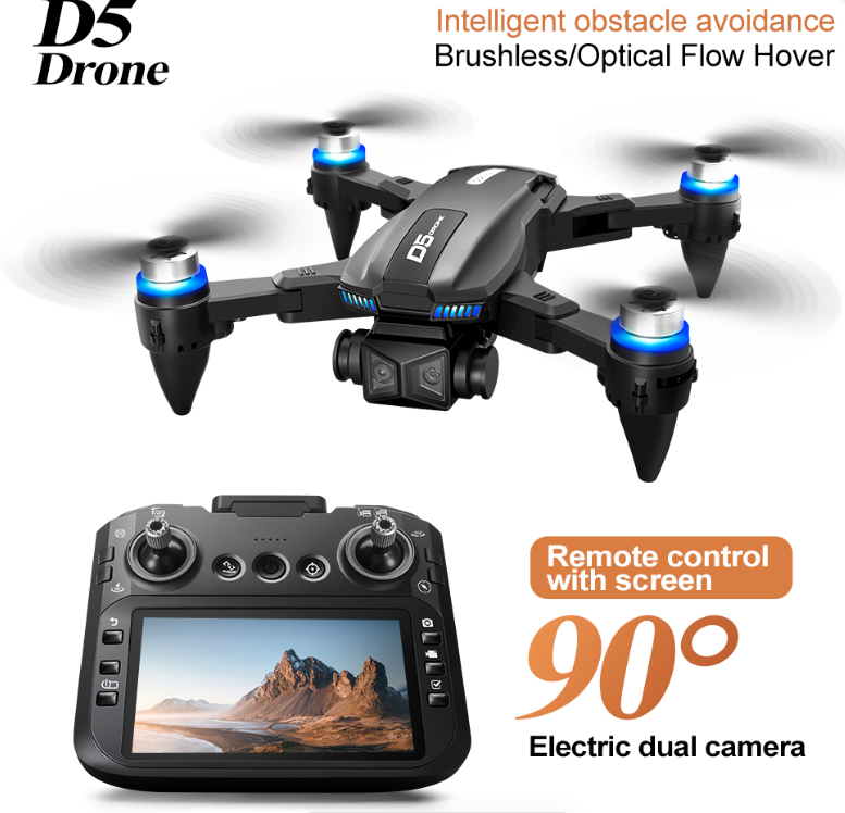 Professional 2K GPS Drone with Screen Remote, Follow Me Circle Fly, Brushless Foldable Quadcopter for Adults