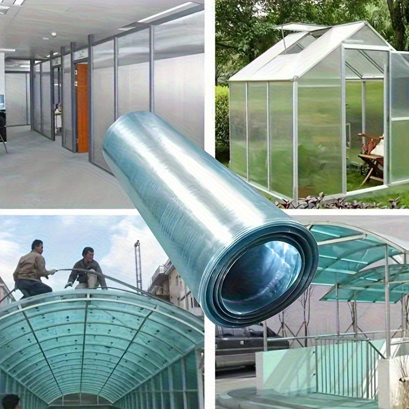UV Protected Transparent Polycarbonate Film Roll, Waterproof Clear Plastic Panel for Greenhouse, Carport, Sunroom, Multiple Size Variants