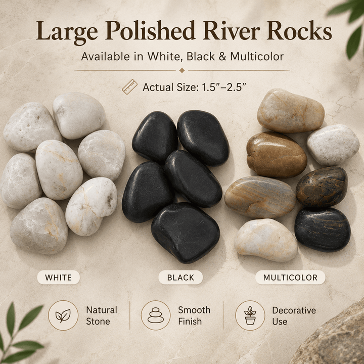 38.5 LBS Large Polished River Rocks, 1.2–2.4 Inch Multicolor Natural Decorative Pebbles for Garden Landscaping, Plants, Vases, Succulents, Aquariums, Crafts and Animal Habitats