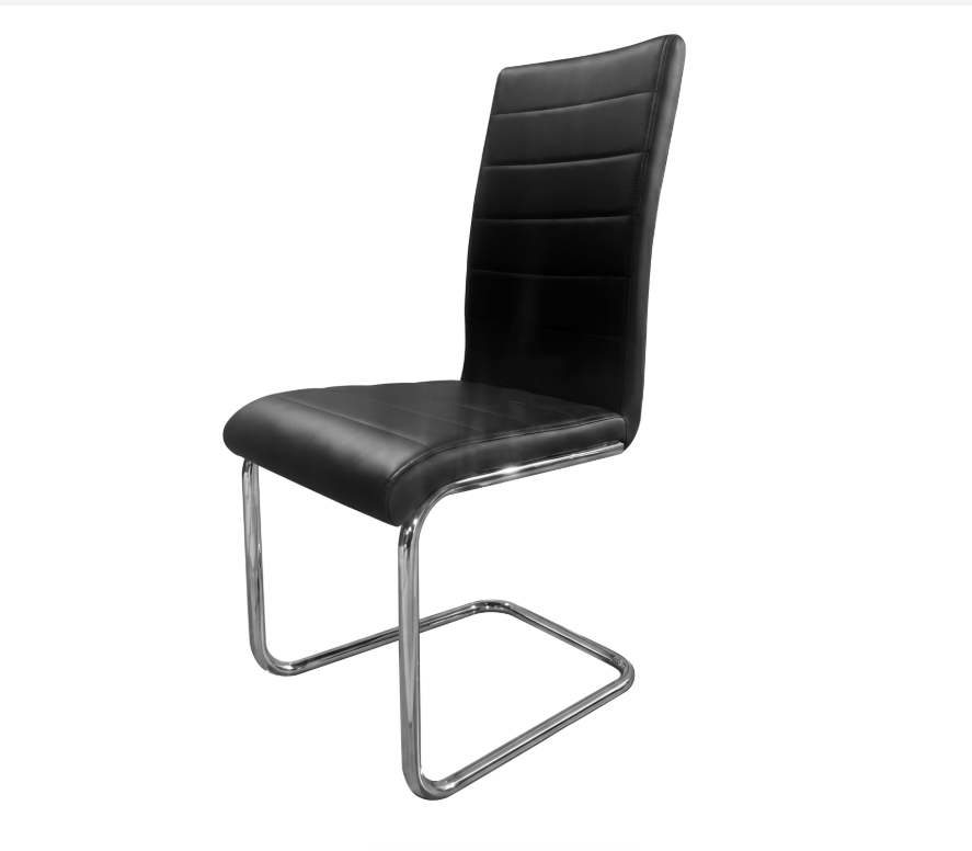 Modern Stitched Upholstered Dining Chairs, Cantilever Stainless Steel Leg Side Chair, Black & Grey Available, Set of 2/4/6/8/10