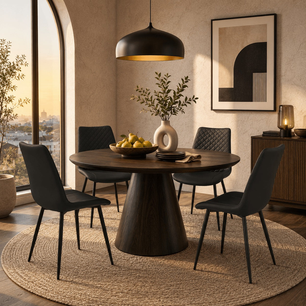 Black PU Leather Dining Chairs 1/2/4 Set, Metal Leg Accent Chairs