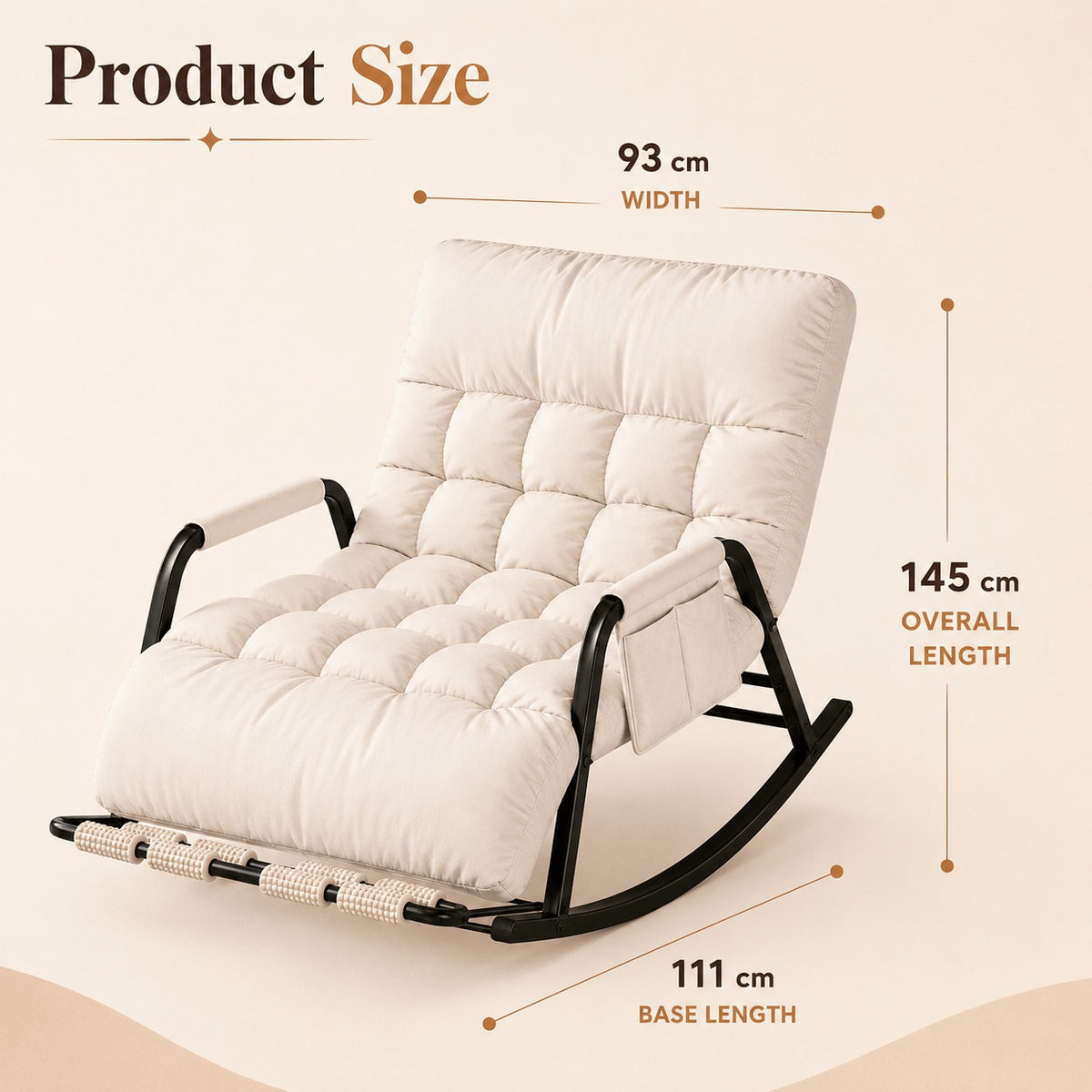 Indoor Outdoor Ergonomic Double Papasan Rocker, Oversized Chair with Cushion