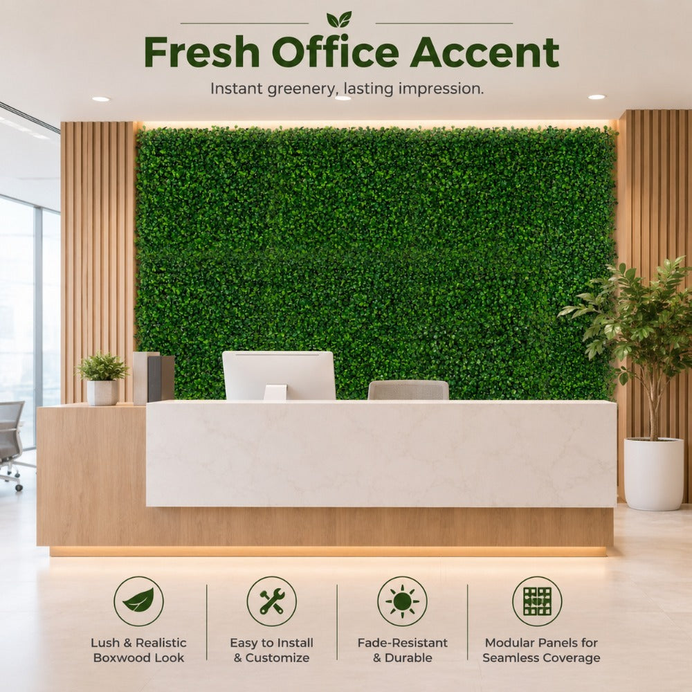 Faux Greenery Wall Panels, 24" x 16", UV Resistant Decorative Fence Screen, Ideal for Patio, Balcony, Garden, Backyard & Wedding Backdrop, Indoor & Outdoor Use