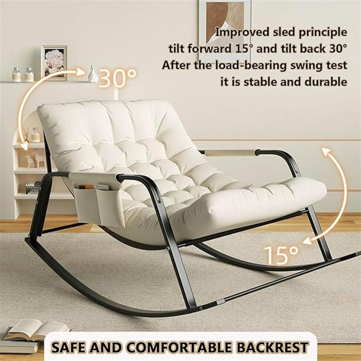 Ergonomic Linen Glider Rocker Recliner with Armrests for Indoor Use