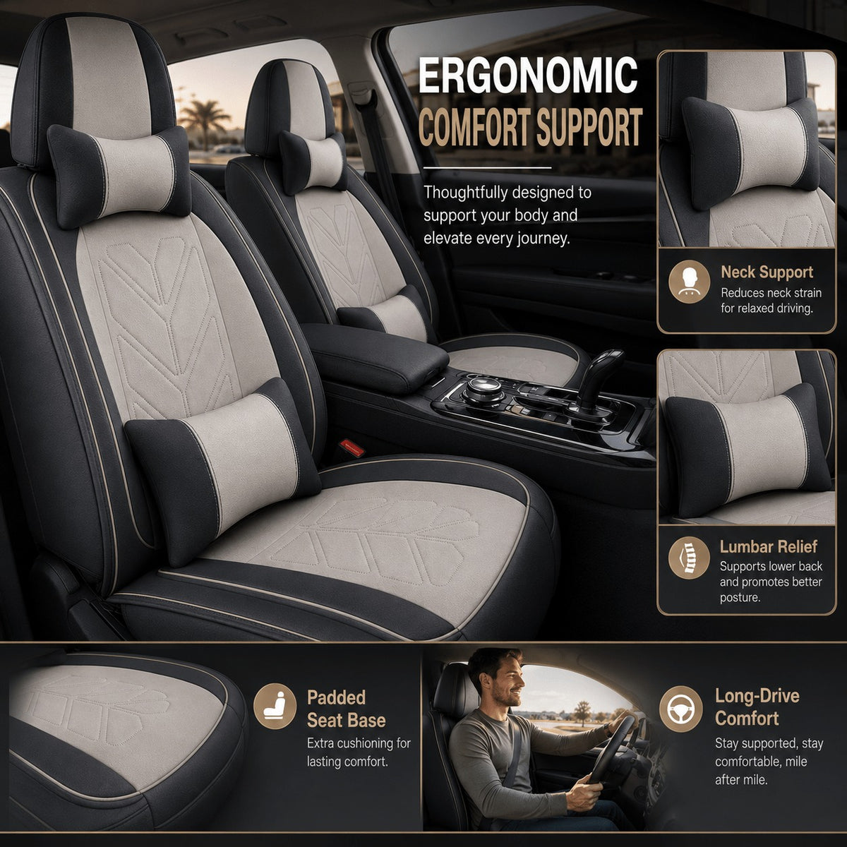 Universal Full Set 5 Car Seat Covers for 5-Seater Vehicles, Waterproof Faux Leather Auto Seat Cushion Protector, Multiple Styles Black Red Pink Blue Orange Gray Car Seat Covers Interior Decoration for Sedan SUV Van Pickup Truck
