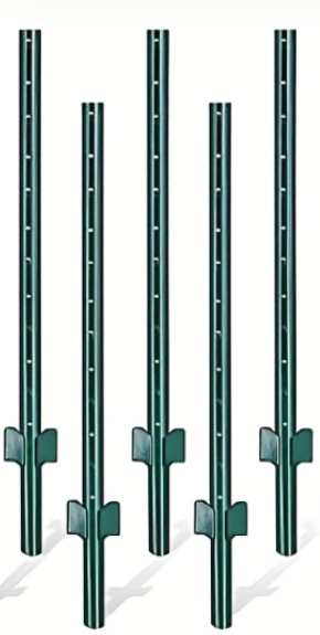 4/5/6/7FT Metal Fence Posts, 10-Pack Heavy Duty Green T-Posts for Outdoor Garden Fencing, Metal Fence Stakes for Outdoor Garden & Yard Fencing, Sturdy and Practical Design