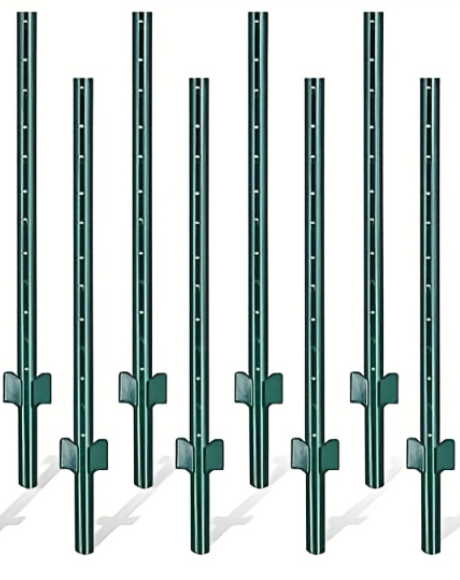 4/5/6/7FT Metal Fence Posts, 10-Pack Heavy Duty Green T-Posts for Outdoor Garden Fencing, Metal Fence Stakes for Outdoor Garden & Yard Fencing, Sturdy and Practical Design