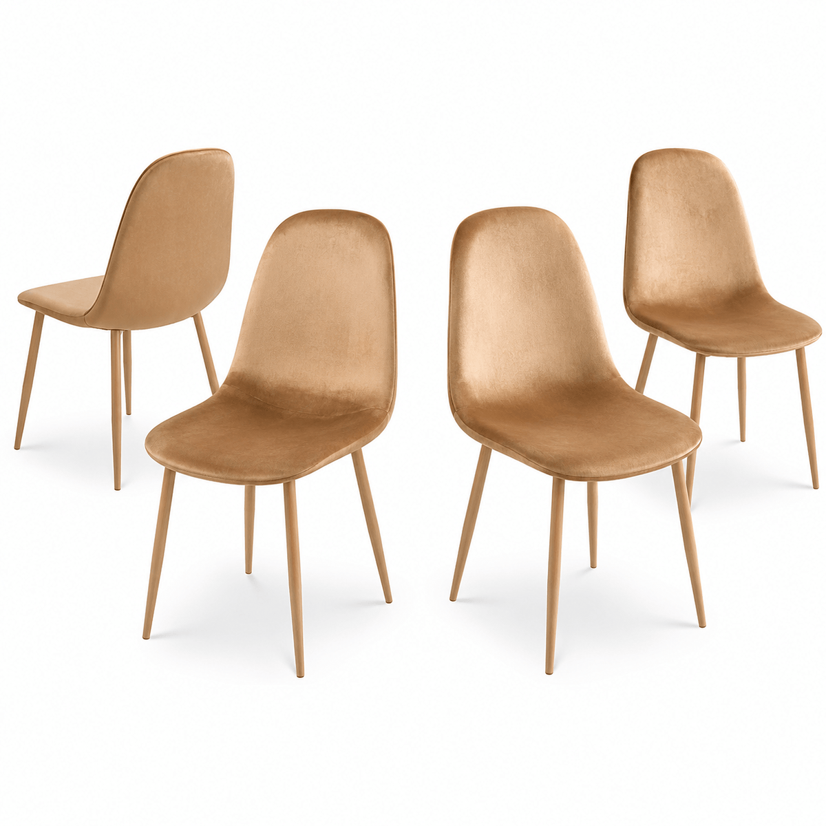 Mid-Century Fabric Dining Chairs 1/2/4, Gold Metal Legs Indoor & Outdoor