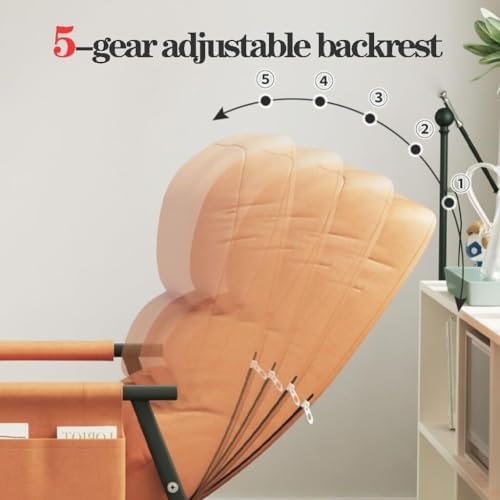 5-Position Reclining Modern Indoor Rocking Chair with Side Pocket