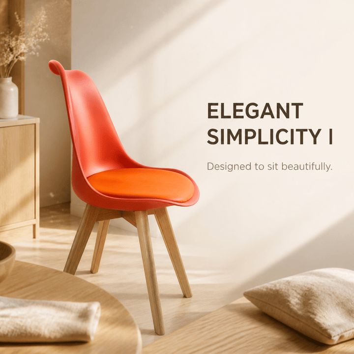 Red PU Dining Chairs 1/2/4 Pack, Wood Leg Minimalist Accent Chairs