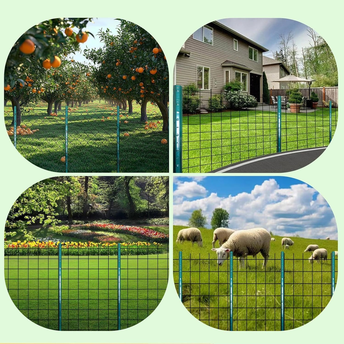 4/5/6/7FT Metal Fence Posts, 10-Pack Heavy Duty Green T-Posts for Outdoor Garden Fencing, Metal Fence Stakes for Outdoor Garden & Yard Fencing, Sturdy and Practical Design