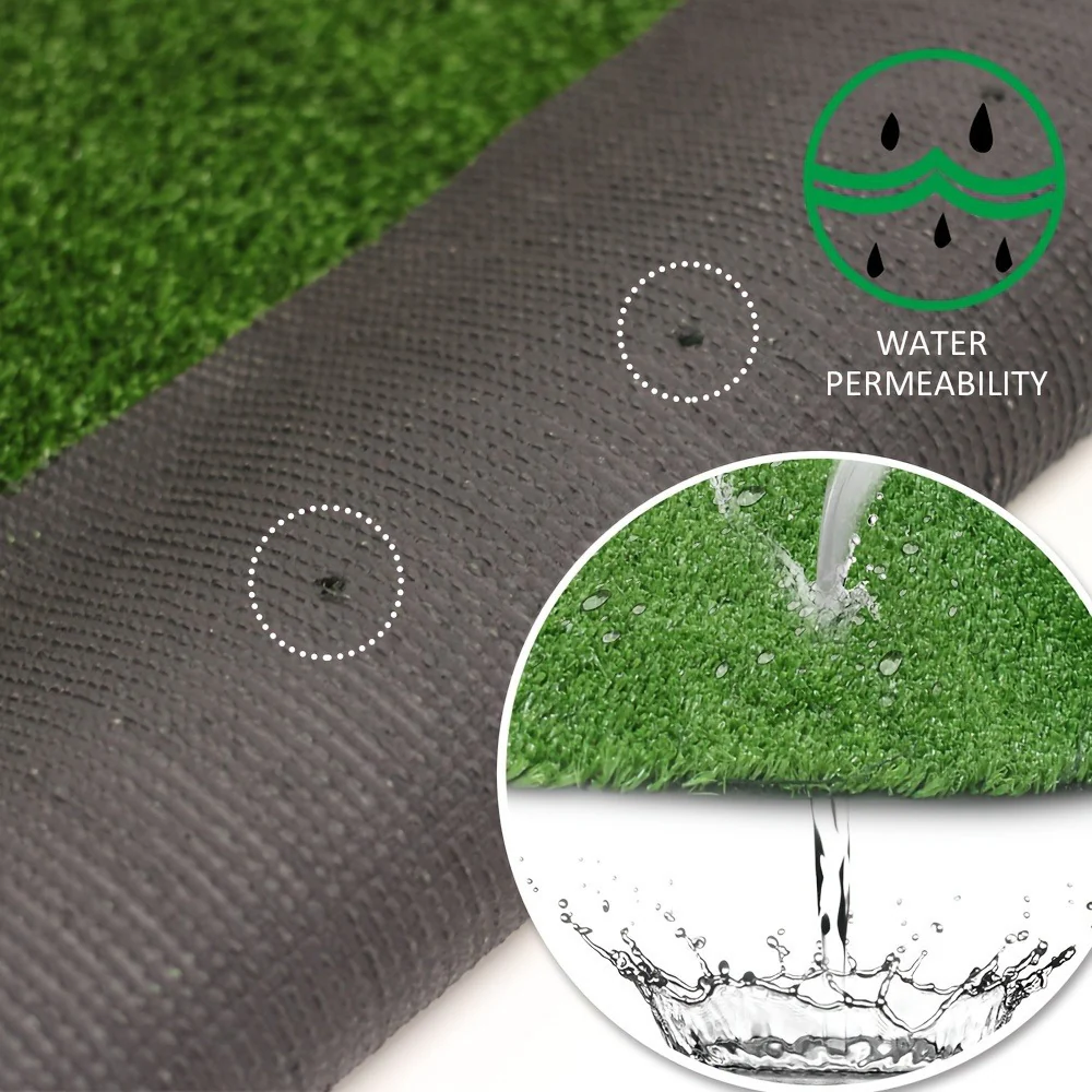 2cm Two-Tone Spring Artificial Grass, Green Synthetic Turf Mat for Garden, Patio & Outdoor Decor