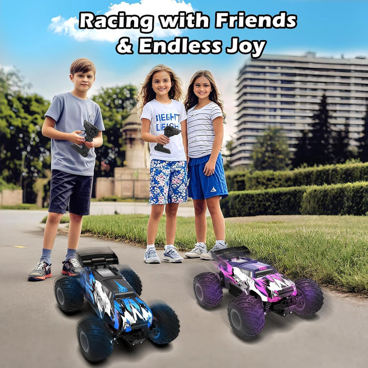 Sjpzwcrl Remote Control Car Toy Truck: - Hand Controlled Monster Truck Toys RC Car Electric Rock Crawler RC with Headlights and Colorful Toy Cars Body Lights for Boy Kids