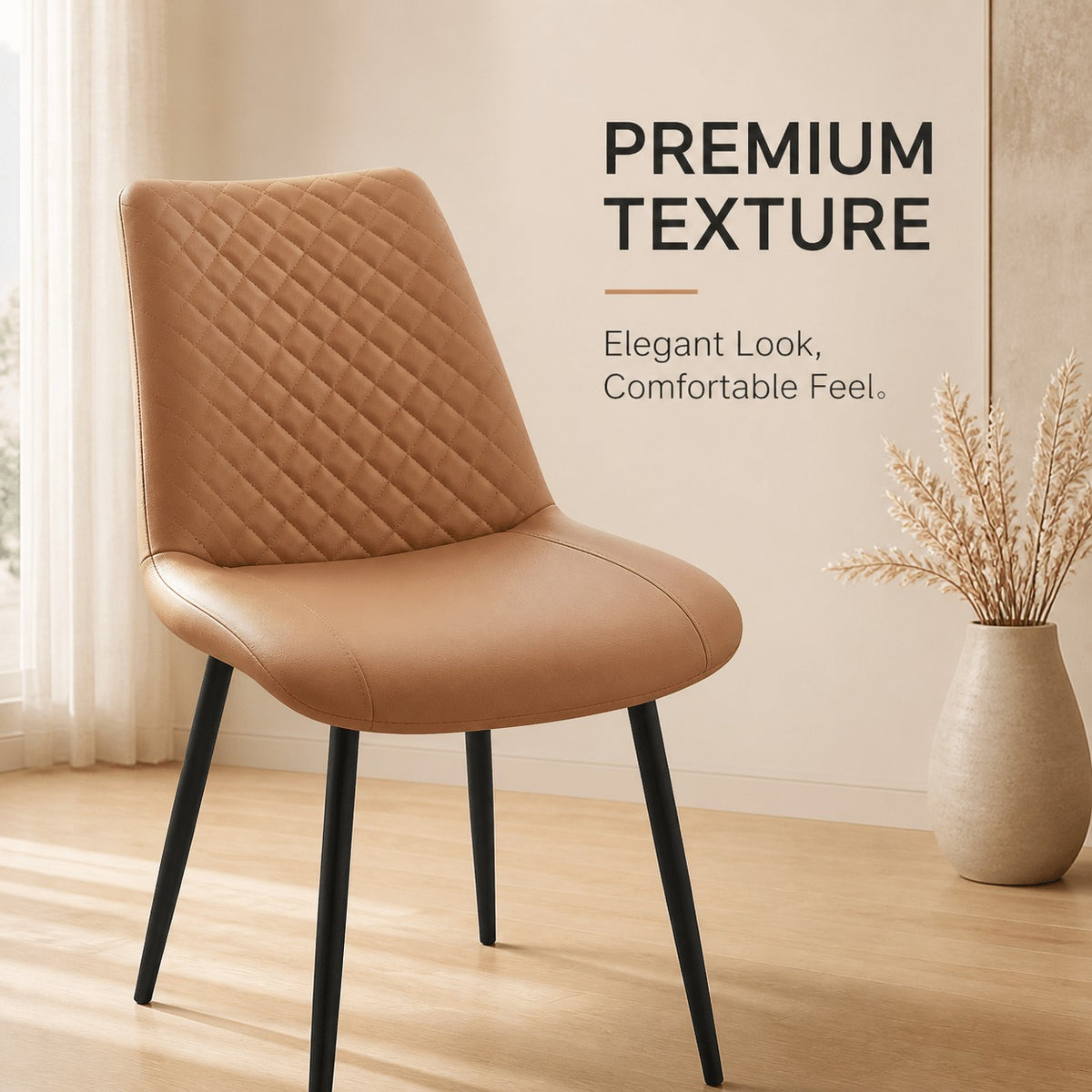 Black PU Leather Dining Chairs 1/2/4 Set, Metal Leg Accent Chairs