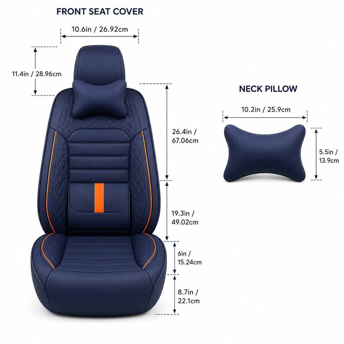 Universal Full Set 5 Car Seat Covers for 5-Seater Vehicles, Waterproof Faux Leather Auto Seat Cushion Protector, Multiple Styles Black Red Pink Blue Orange Gray Car Seat Covers Interior Decoration for Sedan SUV Van Pickup Truck