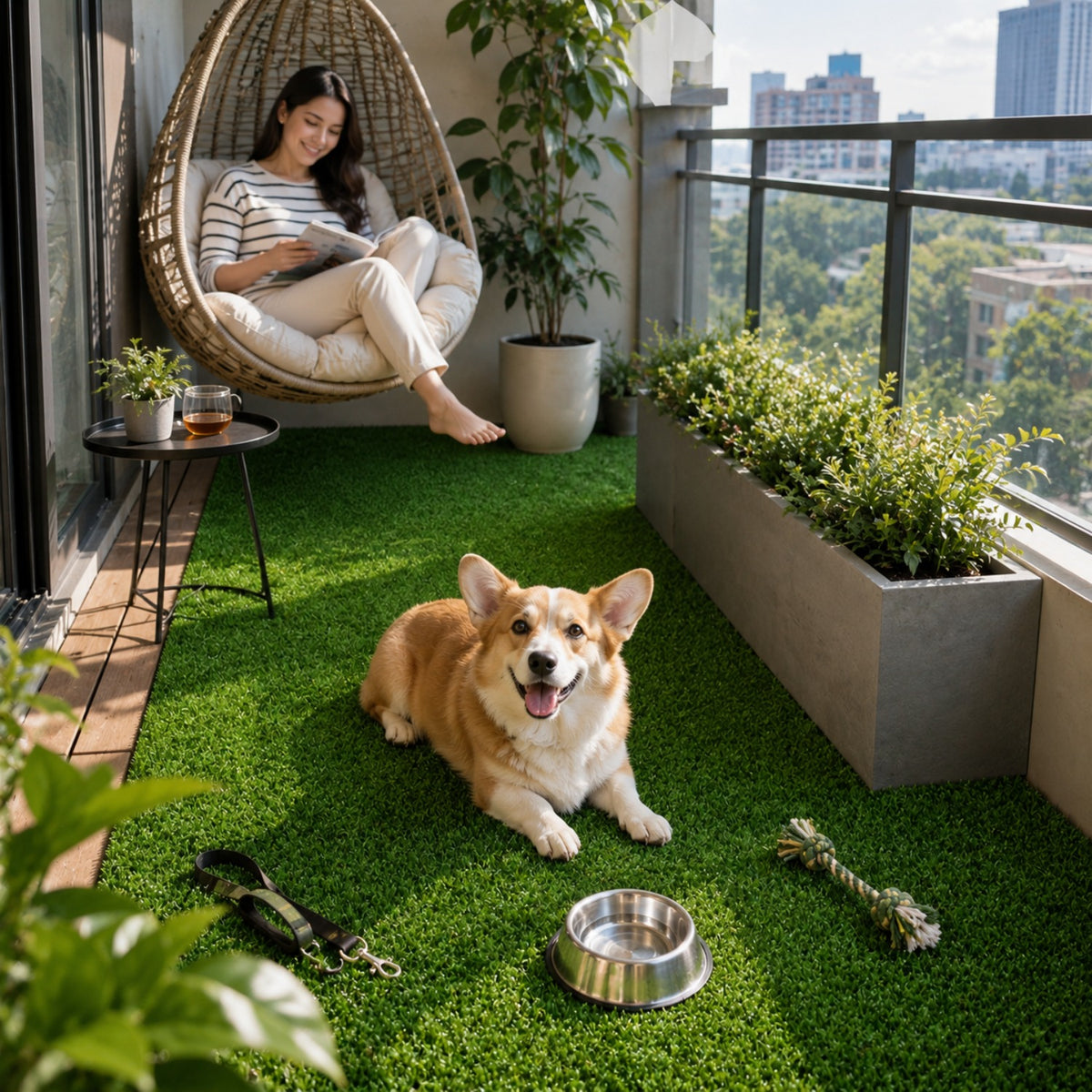 6.5 x 10 FT Realistic Artificial Grass Turf, 1 Inch Pile Height Synthetic Lawn with Installation Tool Kit, Easy to Cut and Clean for Outdoor Indoor Patio, Balcony and Garden