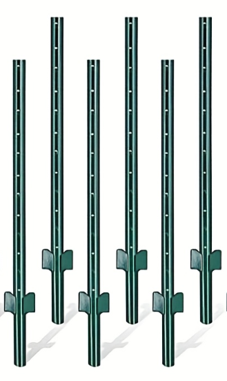 4/5/6/7FT Metal Fence Posts, 10-Pack Heavy Duty Green T-Posts for Outdoor Garden Fencing, Metal Fence Stakes for Outdoor Garden & Yard Fencing, Sturdy and Practical Design