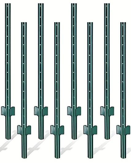 4/5/6/7FT Metal Fence Posts, 10-Pack Heavy Duty Green T-Posts for Outdoor Garden Fencing, Metal Fence Stakes for Outdoor Garden & Yard Fencing, Sturdy and Practical Design