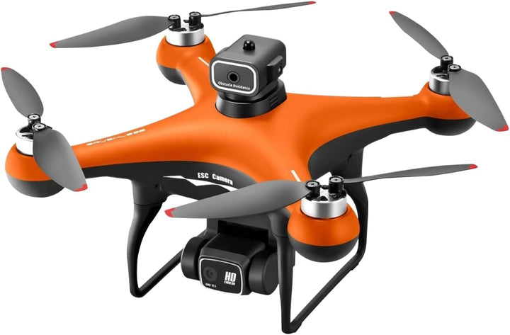Brushless Motor Drone, Optical Flow Positioning, 720P Dual Camera, 90° Electric Adjustable Camera, LED Night Light, 2 Rechargeable Batteries, USB Charging (Orange)