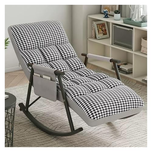 5-Position Reclining Modern Indoor Rocking Chair with Side Pocket